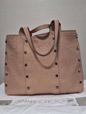 Jimmy Choo Ballet Pink Lockett Shopper Tote Gunmetal